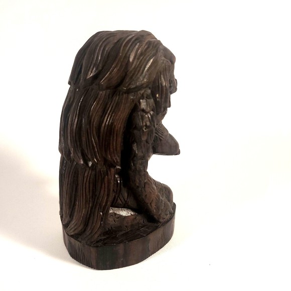 Hand Carved Black Wood Foo Dog Fu Dog Dragon Priestess Fertility Goddess 4.75" - Picture 8 of 12
